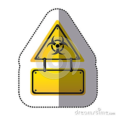 yellow metal biohazard warning notice sign icon Cartoon Illustration