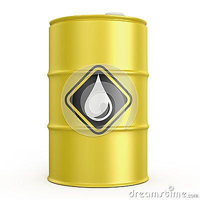 Yellow metal oil barrel Stock Photo