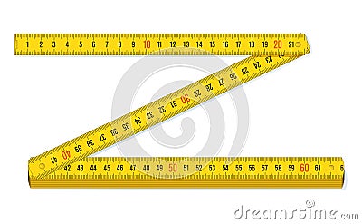 Yellow meter rule on white Vector Illustration