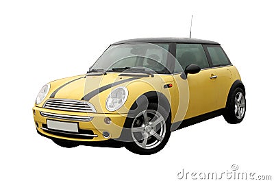 Yellow Mini cooper Stock Photo