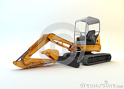 Yellow mini excavator isolated Stock Photo