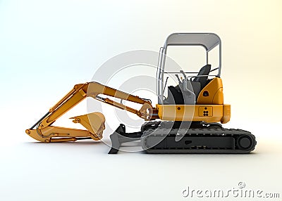 Yellow mini excavator isolated Stock Photo