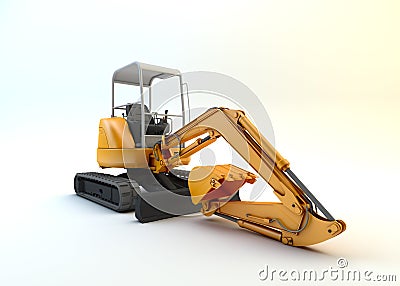 Yellow mini excavator isolated Stock Photo