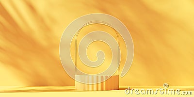 Yellow Minimal Background Podium Platform For Product Display Presentation Advertising 3D Rendering Stock Photo