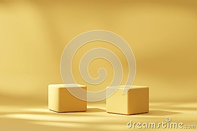 Yellow Minimal Background Podium Platform For Product Display Presentation 3D Rendering Stock Photo