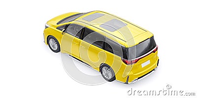 Yellow Minivan family city car. Premium Business Car. 3D illustration Cartoon Illustration