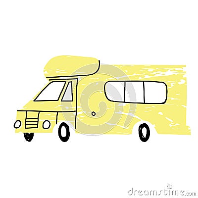 Yellow mobile home flat illustration design Vector Illustration