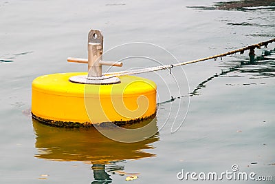 Yellow mooring buoys Stock Photo