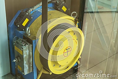 Yellow motor with straps Stock Photo
