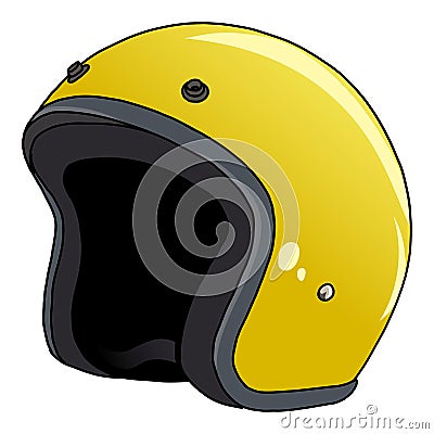 Yellow Motorbike Classic Helmet Retro Vintage Drawing Vector Illustration Vector Illustration