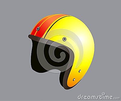 Yellow motorbike helmet Cartoon Illustration