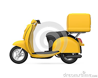 Yellow Motorcycle Delivery Box Stock Photo