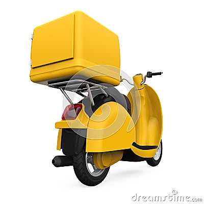 Yellow Motorcycle Delivery Box Stock Photo