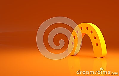 Yellow Mouth guard boxer icon isolated on orange background. Minimalism concept. 3d illustration 3D render Cartoon Illustration