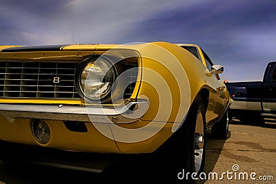 Yellow Mustang Stock Photo