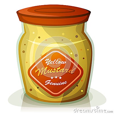 Yellow Mustard Pot Vector Illustration