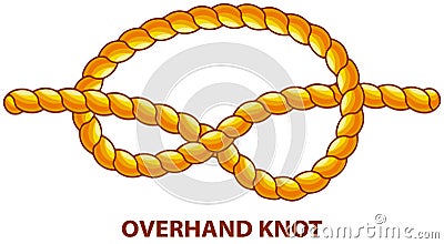 Overhand knot isolated on white. Household binding and fastening unit for permanent fastening Stock Photo
