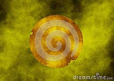 Yellow nebula with orange circle banner for your logo Stock Photo