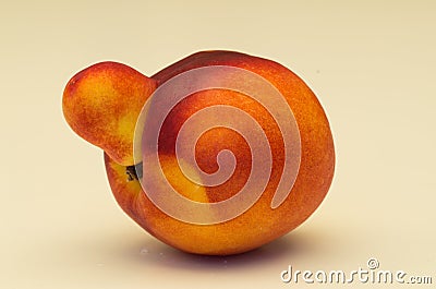 Yellow nectarine fruit with abnormality Stock Photo