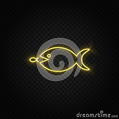 Yellow neon icon big, fish, small, business.Transparent background. Yellow neon vector icon Stock Photo