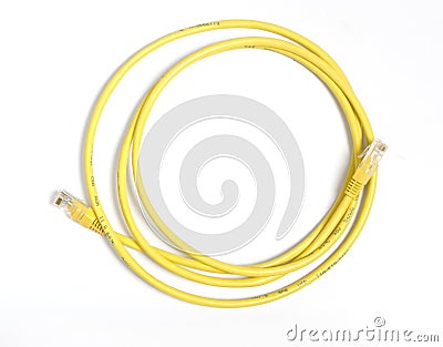 Yellow network cable Stock Photo