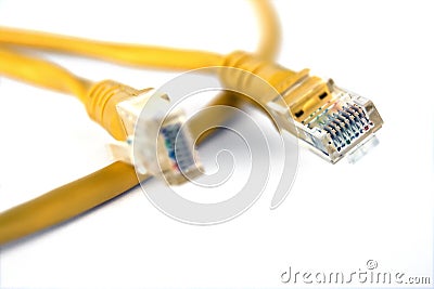 Yellow network cable Stock Photo