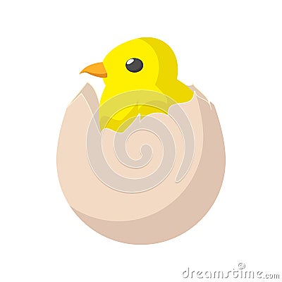 Yellow newborn chicken hatched from the egg icon Stock Photo