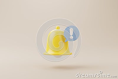Yellow notification bell with icon new notification on brown background Cartoon Illustration