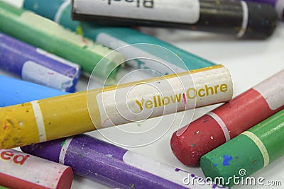 Yellow Ochre Crayon Editorial Stock Photo