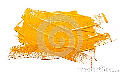 Yellow ochre strokes of the paint brush isolated Stock Photo