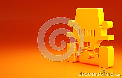 Yellow Off road car icon isolated on orange background. Jeep sign. Minimalism concept. 3d illustration 3D render Cartoon Illustration