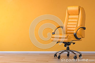 Yellow office chair in yellow interior with space for text Cartoon Illustration