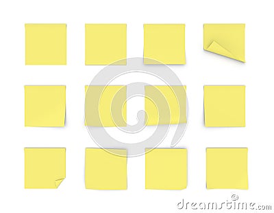 Yellow office stickers isolated on a white background. Stock Photo