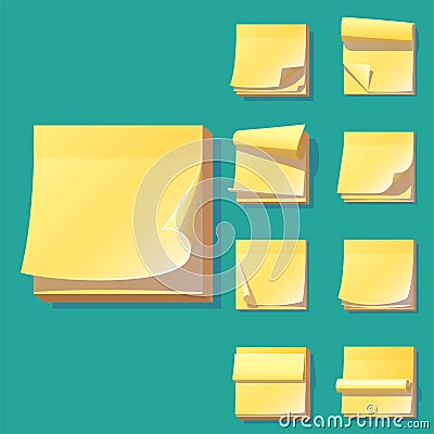 Yellow office sticky memory notes vector illustration sticker paper adhesive information memo blank. Vector Illustration