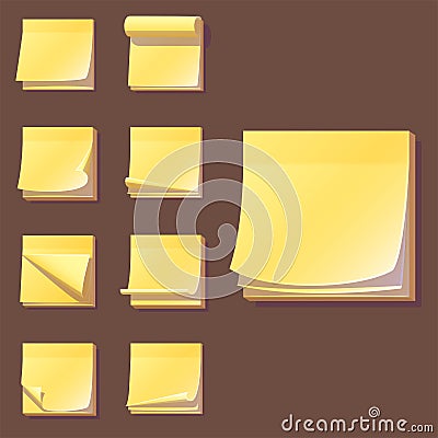 Yellow office sticky memory notes vector illustration sticker paper adhesive information memo blank. Vector Illustration