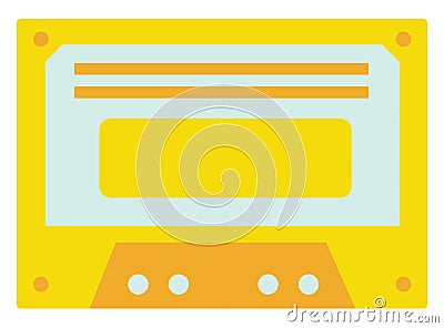 Yellow old cassette, illustration, vector Vector Illustration