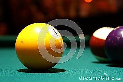 Yellow one, pool billard ball Stock Photo