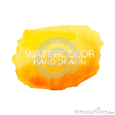 Yellow - orange abstract aquarelle background. Hand drawn watercolor stains, splashes. Vector Illustration
