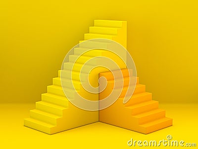 Yellow and orange abstract stairs 3D Cartoon Illustration