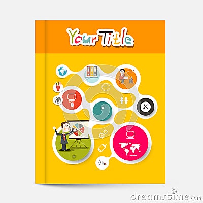 Yellow and Orange Brochure - Business Education Book Vector Cover Vector Illustration