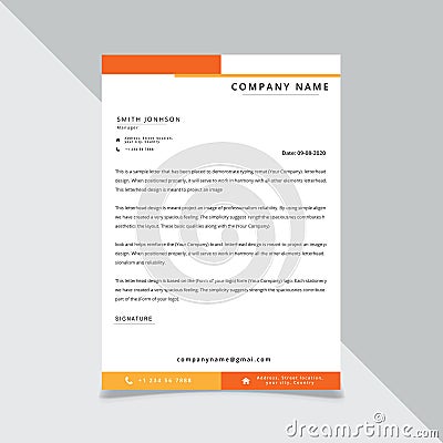 Yellow orange corporate Letterhead template design vector illustration Vector Illustration
