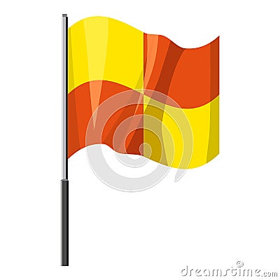 Yellow and orange flag with flagpole icon Vector Illustration