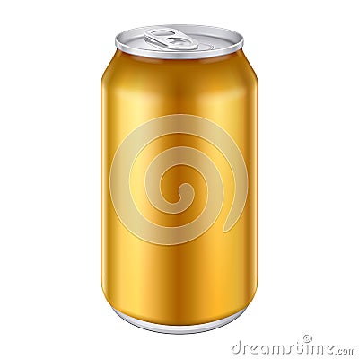 Yellow Orange Gold Bronze Metal Aluminum Beverage Drink Can 500ml. Ready For Your Design. Product Packing Vector Illustration