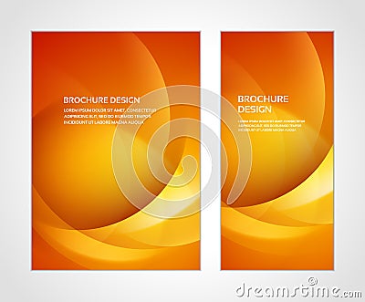 Yellow orange gradient abstract curved wave soft flow smooth brochure design template set vector Vector Illustration