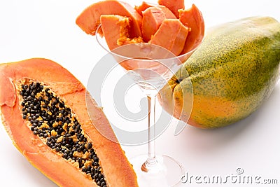 Yellow, orange and green - the Papaya fruit Stock Photo