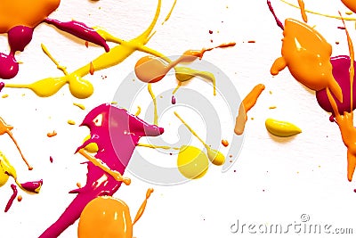 Yellow Orange and Pink Paint Splats and Abstract Background Decoration Stock Photo