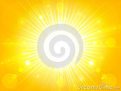 yellow orange summer sun light burst. glittering summer sun, background with copy space, Vector Vector Illustration