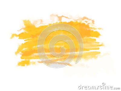 Yellow-orange watercolor brush strokes with space for your text. Vector illustration, isolated on white. Vector Illustration