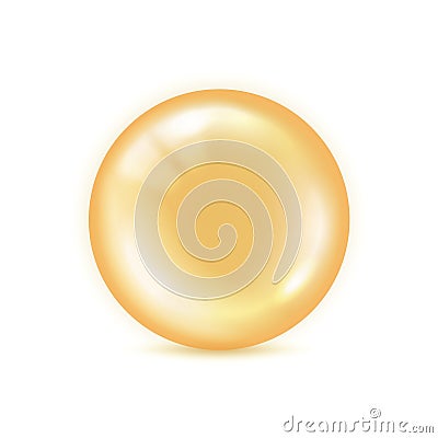 Yellow orb isolated on white background. Big shape glass circle with shadow. Realistic oil bubble orange color. Round sphere colla Cartoon Illustration