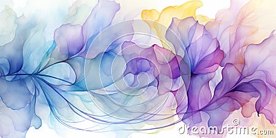 Yellow orchid purple violet blue jade teal beige abstract background Stock Photo